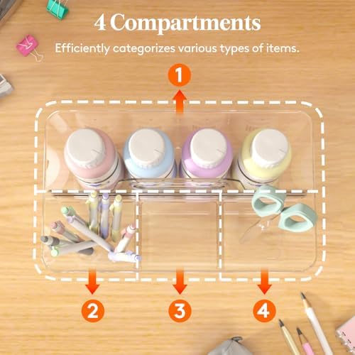 Lifewit Art Supply Caddy with Handle, Plastic Craft Storage, Clear, 2 Pcs