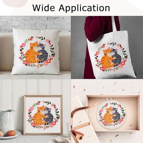 Nuberlic Cat Embroidery Kit for Beginners Adults