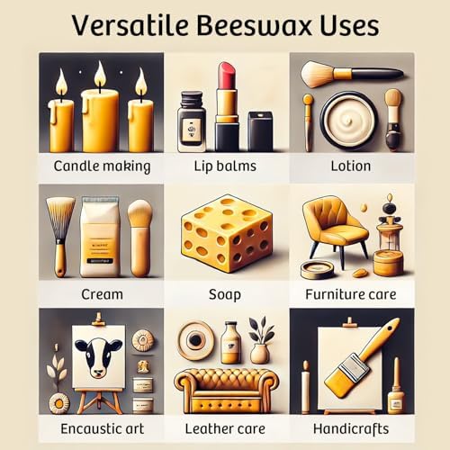 Beeswax Pellets for Candle Making – 1lb/5lb/20lb – Natural Beeswax for Candles, Lip Balms, and Skincare – White Beeswax for DIY Projects – Ideal for Beginners and Experts（1lb）