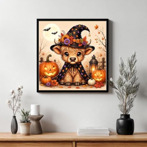 CRZMODE Halloween Paint by Numbers Kit for Adults, Cow, 16x16inch