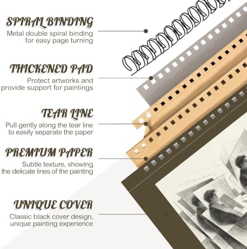 Sketch Book 8.5 x 11 in Kraft Paper Sketchbook Spiral Bound Toned Tan Drawing Pad for Pencil Charcoal Colored Pencils White Gel Pens Beginners Students Artists