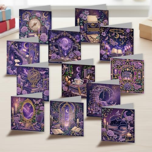 POETRYDRAW DIY Diamond Art Painting Greeting Card Kit, Creative Craft Set for Card Making，Dark Academy