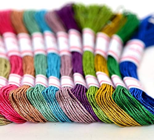 Embroidery Thread 8m Metallic Embroidery Floss 12Skeins All Purpose Assorted Muti-Colors Cross Stitch Tread Set for Craft Needlework Hand Embroidery Bracelets String DIY Craft