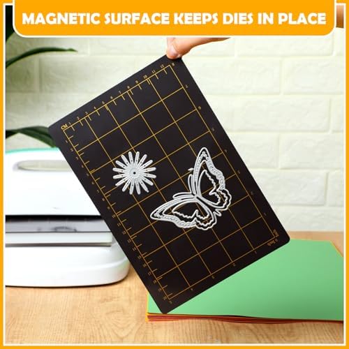 Copkim 4 Shims 6'' x 9" Magnetic Shim with Card Size Grids Die Cutting Machine Accessories Black Embossing Machine Pads for Die Cutter