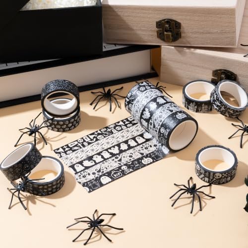 12 Rolls Halloween Spooky Washi Tape for DIY Craft Gift Wrapping