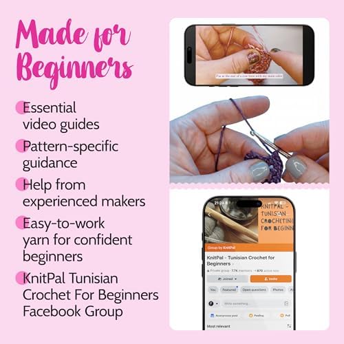 KnitPal Dishcloth Crochet Kit for Beginners (Plum Purple + Blush Pink)