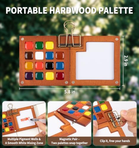 Mini Watercolor Paint Set, All-in-One 12-Color Travel Watercolor Set