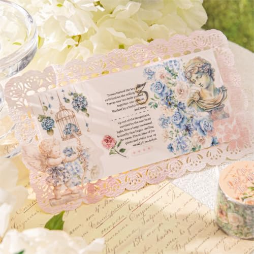 PET Tape Stickers for Scrapbook Supplies,Flowers Stickers for Journaling