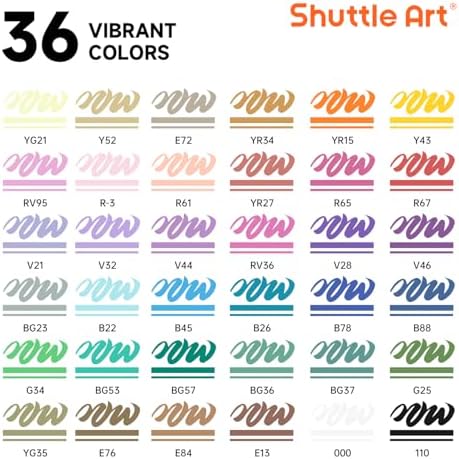 Shuttle Art Automatic Ink Control Acrylic Paint Markers, 36 Colors Brush Tip Acrylic Paint Pens for Rock Painting, Ceramic, Wood, Canvas, Glass, Stone, Fabric, Card, DIY Football Crafts