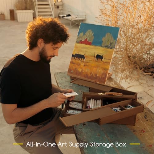 MEEDEN Wooden Tool Storage Box: Portable Beech Wood Art Supplies Organizer