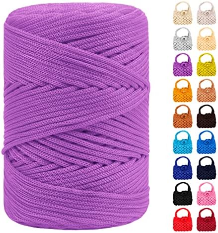 Polyester Macrame Cord 3mm x 185yards, Braided Macrame Cord Polypropylene Silk Cord, Crochet Bag Polyester Yarn for Crocheting, Bag, Wall Hangings, Rug, DIY Crafts (Light Purple)