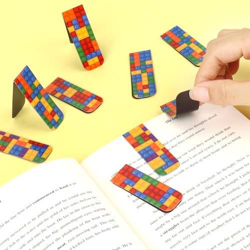 48 Pcs Magnetic Bookmark, Building Block Magnetic Bookmark Magnetic Page Markers Clips for Kids Students Teachers Reading Book Lovers Supplies Party Favors (3 Styles)