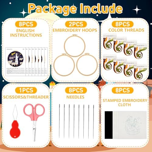 Riceshoot 8 Set Nativity Scene Christmas Embroidery Kits, Cross Stitch Kits