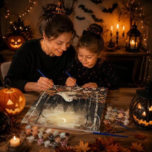 Ghost Paint by Numbers Kit for Adults Beginner with Framed 10x12 Inch