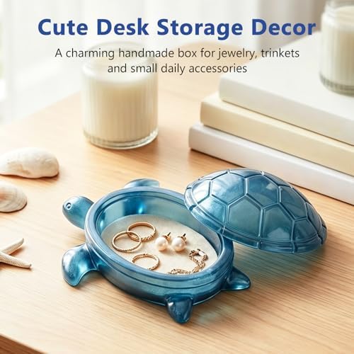 Silicone Turtle Box Resin Mold with Lid, Reusable Ocean Theme Jewelry Box
