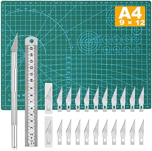 Self Healing Sewing Mat, Exacto Knife Precision Carving Craft Hobby Knife Kit for DIY Art Work Cutting, Hobby, Stencil, Scrapbooking-A4(9"x12")