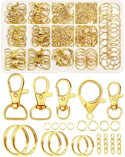 325PCS FIVEIZERO Keychain Making Kit - Gold Keychain Clips with Key Rings