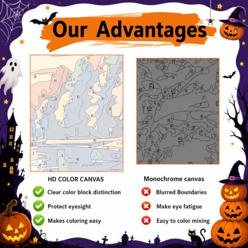 SUJINMEI Witch Paint by Numbers Kit for Adults Without Frame 16X20 inch | Halloween Adult Paint by Number Kits on Canvas, Witch Painting by Numbers for Adults, Acrylic Paints for Home Wall Decor