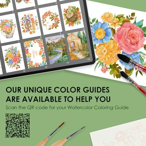 Grabie Watercolor Coloring Book, 15 A5 Cotton Sheets, Autumn-Themed