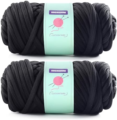 Chunky Yarn for Hand Knitting, Super Bulky Jumbo Black Yarn for Crocheting