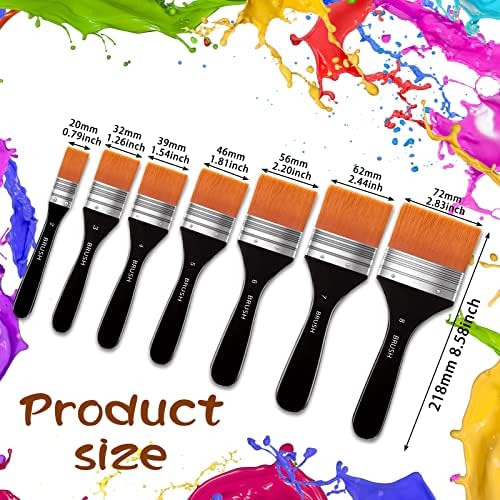Zubebe Wide Flat Acrylic Paint Brushes 7pcs Large Paint Brushes Set