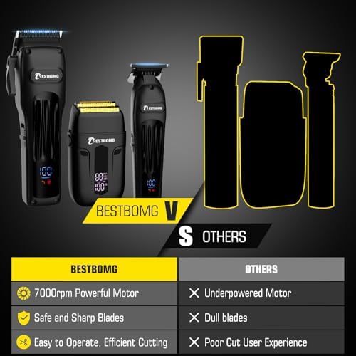 BESTBOMG® Hair Clippers for Men, Clipper, Trimmer & Shaver Set, BS-808A