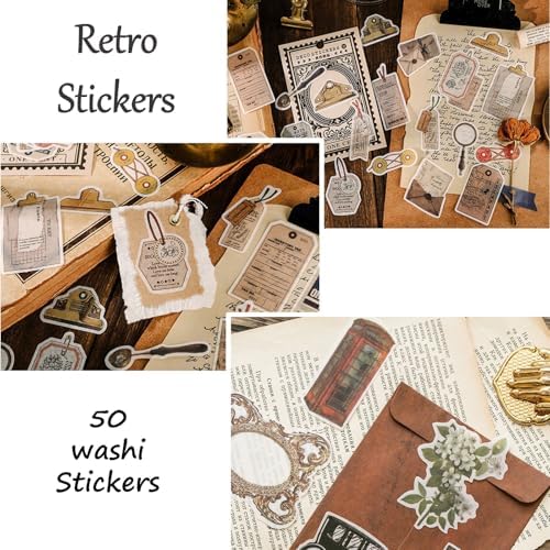 Vintage Aesthetic Scrapbook Supplies Kit with Scrapbook Paper, Stickers, Bookmarks for Scrapbooking, DIY Albums, Junk Journals, Bullet Journals, Dark Academia Aesthetic Decor (Dark3 149 Pcs)