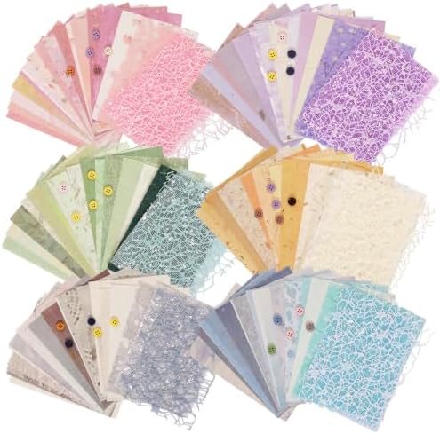 Textured Scrapbook Paper & Mesh Fabric Assorted Set Multi Size 6 Colors Kit