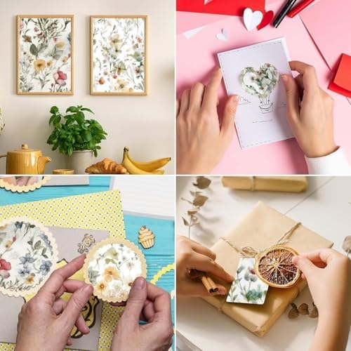 48 Sheets Floral Vintage Scrapbook Paper,Watercolor Vintage Floral Pattern Decorative Scrapbook Paper for Journals DIY Cards and Photo Albums,Aesthetic Craft Supplies