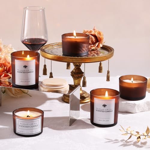 Forsted Amber Candle Jars with Lids, 16 Pcs Containers for Making Candles