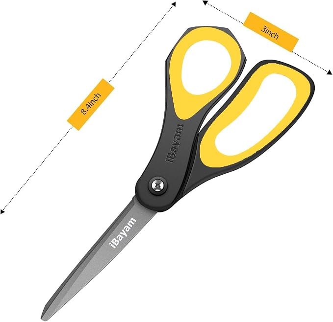 iBayam 8.5" All Purpose Nonstick Scissors, Titanium Scissors for Kids Craft (Pack of 2)