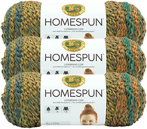 Lion Brand Yarn, Homespun Crochet Yarn, Painted Desert, Multicolor, 3 Pack