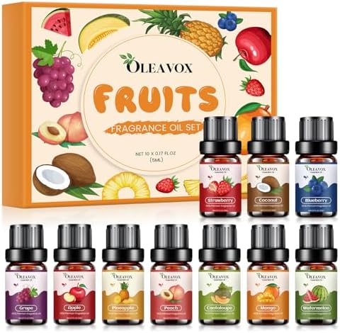 Fruity Essential Oils Gift Set, Fragrance Oil for Candle & Soap Making