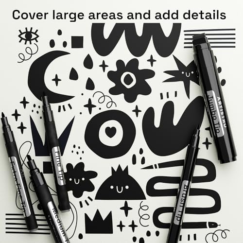 ARTISTRO Black Paint Pens - Various Tips - Set of 5