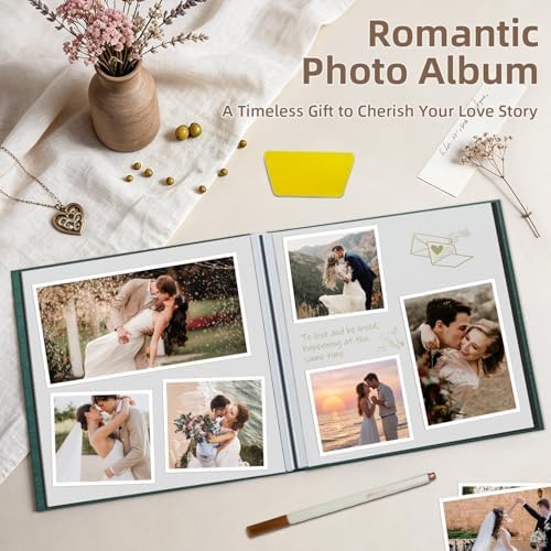 Popotop Photo Album Self Adhesive Scrapbook Album for 4x6 5x7 8x10 Pictures DIY Photo Book as Scrapbooking Supplies Kits, Birthday Gifts for Women Mom Wedding Baby Family Travel