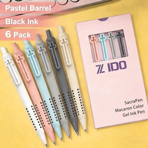 6 Pack Bible Journaling Gel Pens, 0.7mm Black Ink Retractable