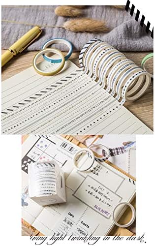 5mm Wide Slim Washi Tapes Set,10 Rolls Minimalist Black White Style Japanese Masking Decorative Tapes for Bullet Journal Planners DIY Decor Crafts Arts Scrapbooking Adhesive