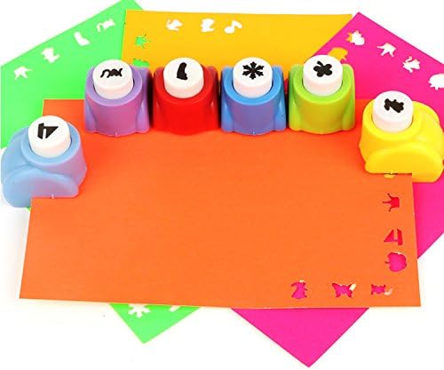 Fascola 10 PCS Craft Punch + 3 PCS Creative Scissors + 50 PCS Colorful Self Adhesive Paper for Card Scrapbooking Engraving Kid Cut DIY Handmade