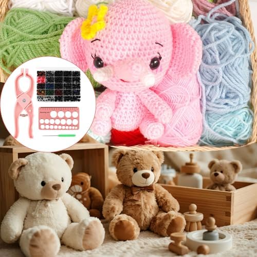 Safety Eye Tool, Crochet Auxiliary Tool Kit with 1150 Pcs Safety Eyes