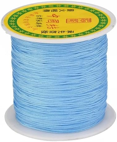 150 Yards 0.5mm Braided Nylon Thread Chinese Knotting Cord Bracelet Beading String Macrame Cord Rope for Necklace Bracelet Jewelry Craft Making, Light Sky Blue