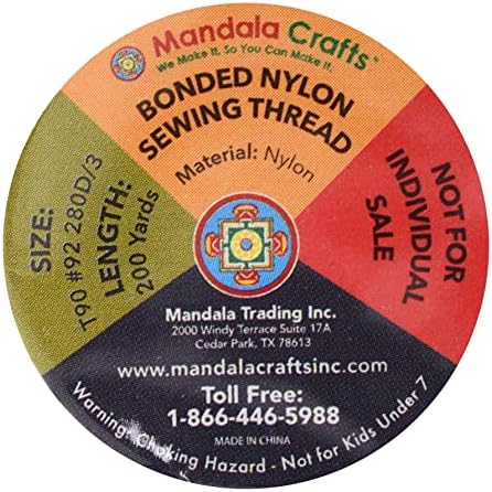 Mandala Crafts Size 92 280D T90 12 Neutral Bonded Nylon Thread, 2400 YDs