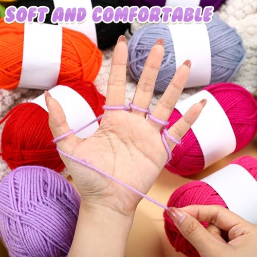 Coume 36 Polyester Yarn Skeins for Crocheting 50g 3268 Yards Multicolor DIY Soft Cotton Yarn Bulk for Weaving Knitting Beginners Dolls Gifts Crafts(18 Colors)