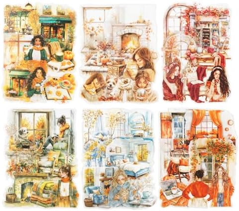120 Pcs Coffee Themed PET Stickers Set, Vintage Aesthetic Stickers for Scrapbooking, Journaling, and DIY Crafts