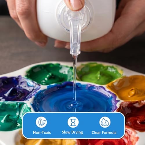 Falling in Art 33.8 Oz Acrylic Paint Retarder Medium, Slow Drying Medium | for Acrylic Paint, Professional Acrylic Fluid Mediums