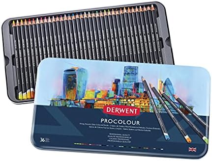 Derwent Colored Pencils, Procolour Pencils, Drawing, Art, Metal Tin, 36 Count (2302507)