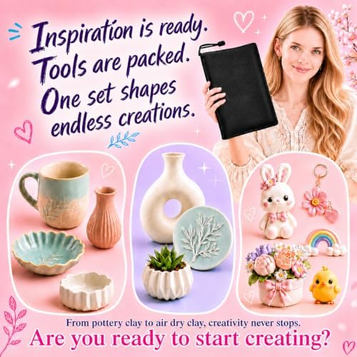 CLAYPRO 42Pcs Clay Tools Kit, Ceramic & Pottery Tools for Adults