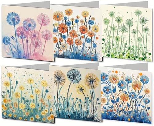 DDGYP 6pcs Diamond Art Cards with Envelopes for Birthday & Daily Greetings