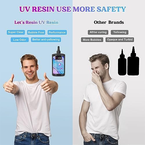 LET'S RESIN UV Resin, 500g Hard Ultraviolet Epoxy Resin for Jewelry Making | Crystal Clear, Low Viscosity, UV Glue, Low Odor, Anti-Yellowing, Fast Cure for Jewelry, Earrings, Necklace, Keychain