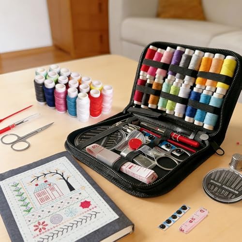 Nichalous Embroidery Stitch Book Kits, Portable All Scenario Embroidery Stitch Book with Fabric Pages, Perfect for Beginners and Craft Lovers, Unique Handmade Gift (A)