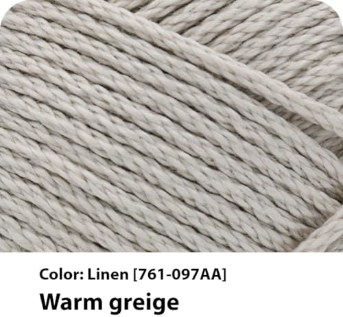 Lion Brand Yarn, 24/7 Cotton Yarn, Linen, Greige, 1 Pack